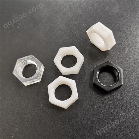 龙三塑胶厂供应六角塑料螺母PC料多规格塑胶牙距1.0mm螺母