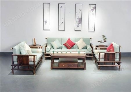 新中式南美胡桃木沙发 新中式客厅沙发