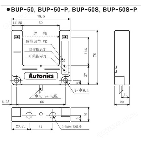 槽型进口PNP输出U型光电开关现货BUP-50-P