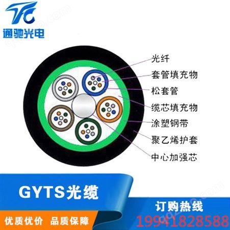 GYTA/S 层绞式铠装室外单模光缆 48芯国标光纤TCGD/通驰光电