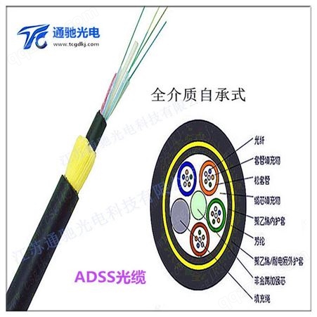 内蒙古48芯ADSS光缆 TCGD/通驰光电 ADSS-48B1-100M-PE/AT自承全介质非金属光缆48芯光缆