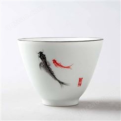 中式白瓷功夫茶杯 单个家用青花瓷茶碗 陶瓷茶具品茗杯