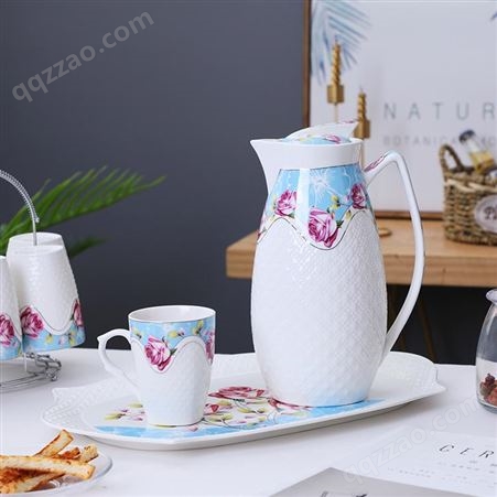 欧式简约陶瓷茶具家用喝水杯子大容量冷水壶水杯水具套装可定制