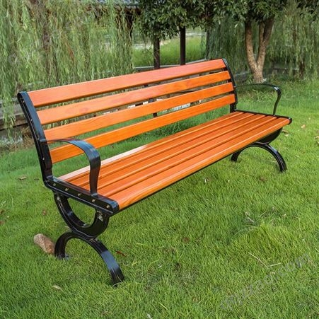 公园扶手椅子户外铸铁铝脚防腐木靠背条椅景区广场定制公园椅
