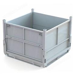 折叠式可堆叠钢制料箱 汽车零部件包装周转箱