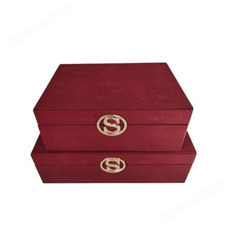 新中式金属S扣首饰盒样板房间软装装饰盒摆件衣帽间红色收纳木盒