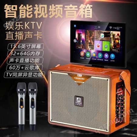 曼龙 户外广场舞视频机音响带显示屏幕便携式网红直播K歌蓝牙唱歌一体音箱 KT-222音箱+2原装话筒