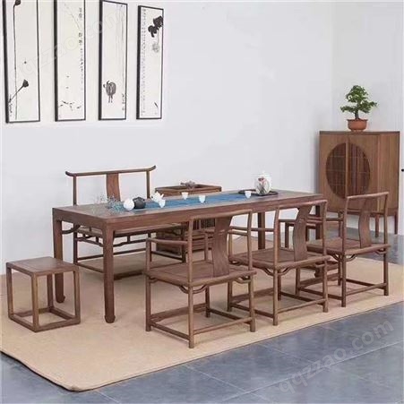 接待室实木茶桌椅马凳仿古中式榆木茶凳 源聚商贸