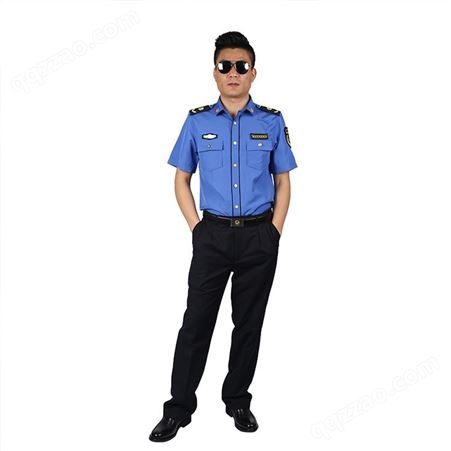 制式套装长袖 短袖衬衫 蓝色男夏装衬衣 保安服 工作服套装
