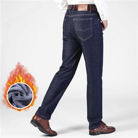 男装牛仔裤2021冬季加绒保暖男式弹力商务品质加厚男长裤