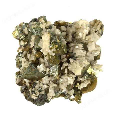 天瑜矿物 天然黄铜矿白云石菱铁矿共生原石晶体标本矿石标本摆件