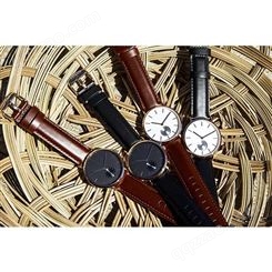 国美时 石英机芯 商务手表 简约男士女士手表 可替换网丝带皮表带 工厂批发手表