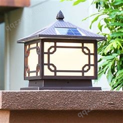 户外中式庭院太阳能柱头灯 劲辉LED家用防水景观柱子围墙太阳能灯