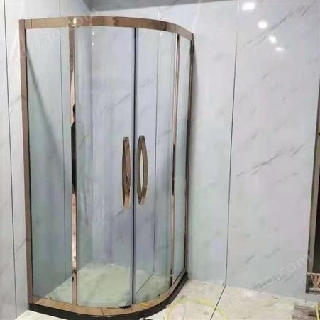 定制简易淋浴房 浴室玻璃隔断 沐浴房 铭轩弧扇形干湿分离隔断价格